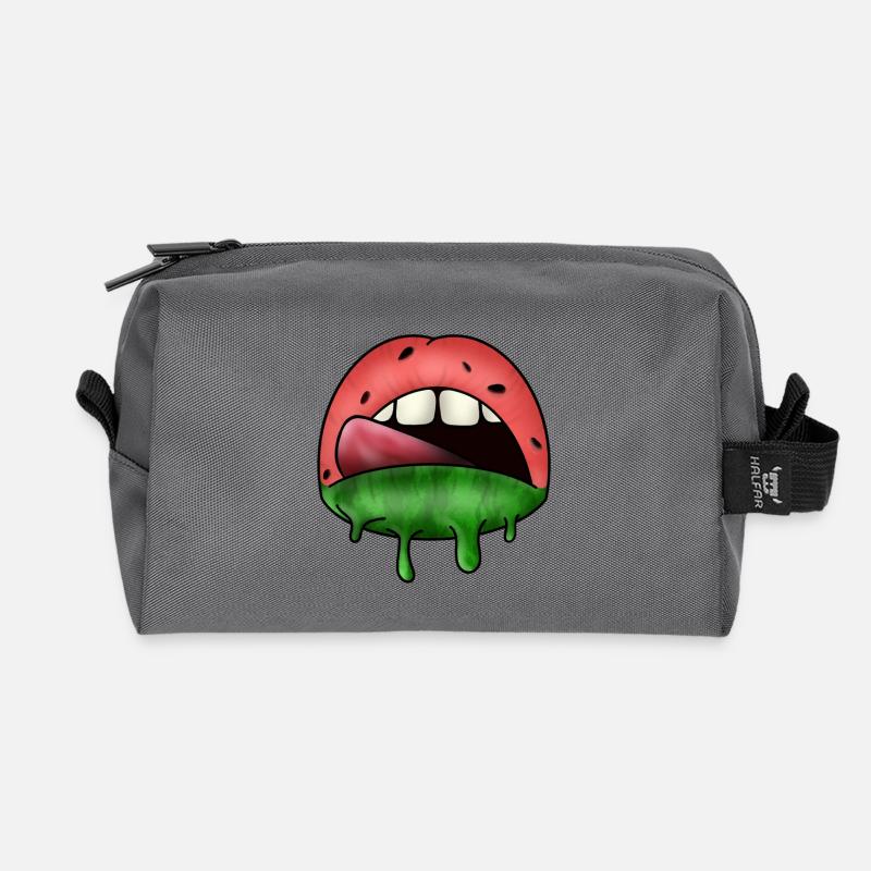 Watermelon lips - Recycled Toiletry Zip Bag - anthracite