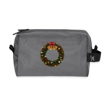 Weihnachtskranz mit Glocken und Schleife - Recycelte Kulturtasche - Anthrazit - Vorne