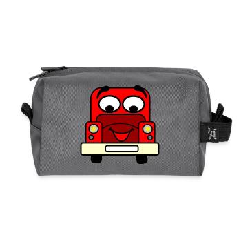 Happy car with face red - Recycled Toiletry Zip Bag - anthracite - Front