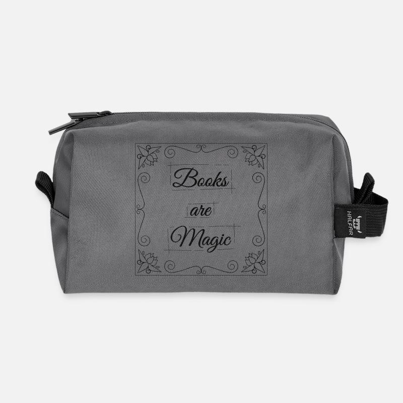 Books are Magic - Recycled Toiletry Zip Bag - anthracite