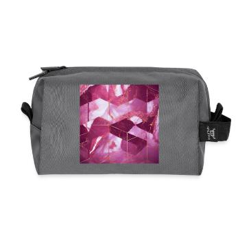 Pink Gold Marble Texture Geometric - Recycled Toiletry Zip Bag - anthracite - Front