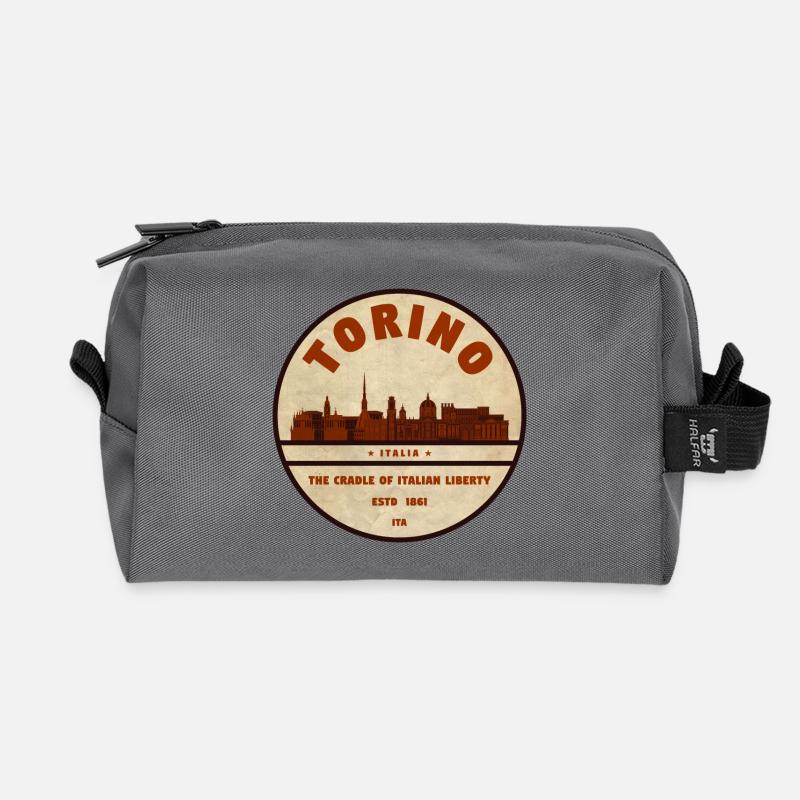 Torino Skyline Retro-Emblem - Recycelte Kulturtasche - Anthrazit