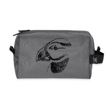 Hand drawn puffin bird - Recycled Toiletry Zip Bag - anthracite - Front