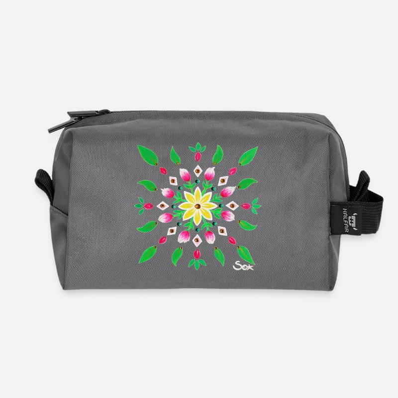 BlumenMandala Frühling - Sonja Ariel von Staden - Recycelte Kulturtasche - Anthrazit