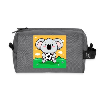 Koala avec football de style kawaii pour les enfants - Trousse de toilette en tissu recyclé - anthracite - Devant