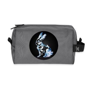 glass rabbit coloured in glass look - Recycled Toiletry Zip Bag - anthracite - Front