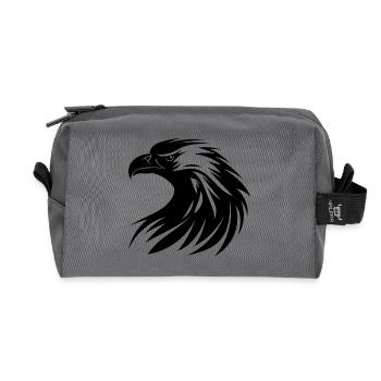 Schönes Adler Logo in Tattoo Style - Recycelte Kulturtasche - Anthrazit - Vorne