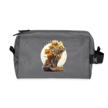 Lion avec corps de savane, design abstrait de lion - Trousse de toilette en tissu recyclé - anthracite - Devant