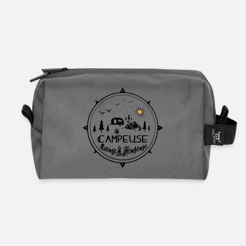 Glücklicher lachender Camper - Recycelte Kulturtasche - Anthrazit