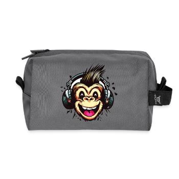 Drôle de singe avec des écouteurs - Trousse de toilette en tissu recyclé - anthracite - Devant