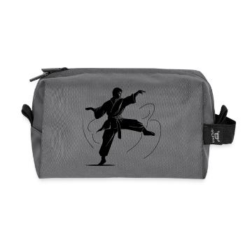 Karate Fighter Martial Arts Competition - Recycled Toiletry Zip Bag - anthracite - Front
