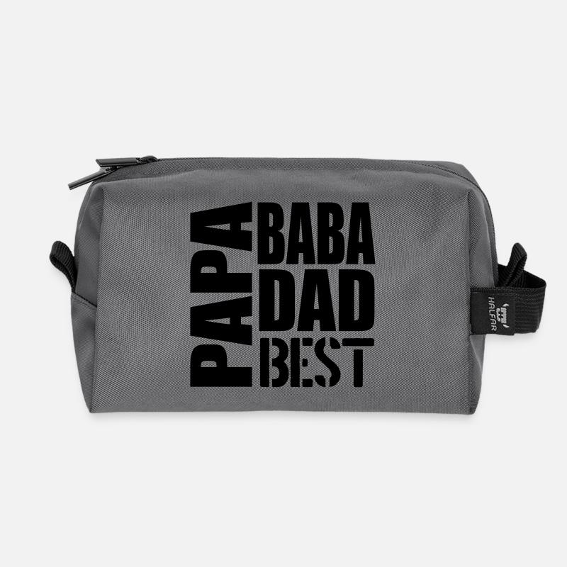 Geschenke zum Vatertag - PAPA MEHRSPRACHIG - Recycelte Kulturtasche - Anthrazit