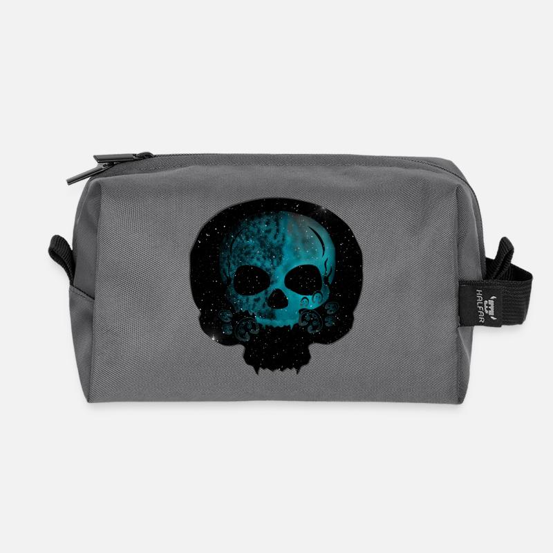 Katzenschädel, Gothic motiv, Sternenmuster - Recycelte Kulturtasche - Anthrazit