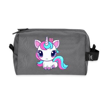 Licorne kawaii mignonne - Trousse de toilette en tissu recyclé - anthracite - Devant