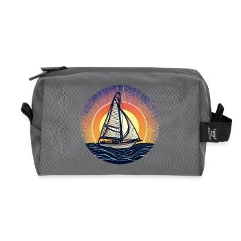 Segelschiff bei Sonnenuntergang - Majestätisches - Recycelte Kulturtasche - Anthrazit - Vorne
