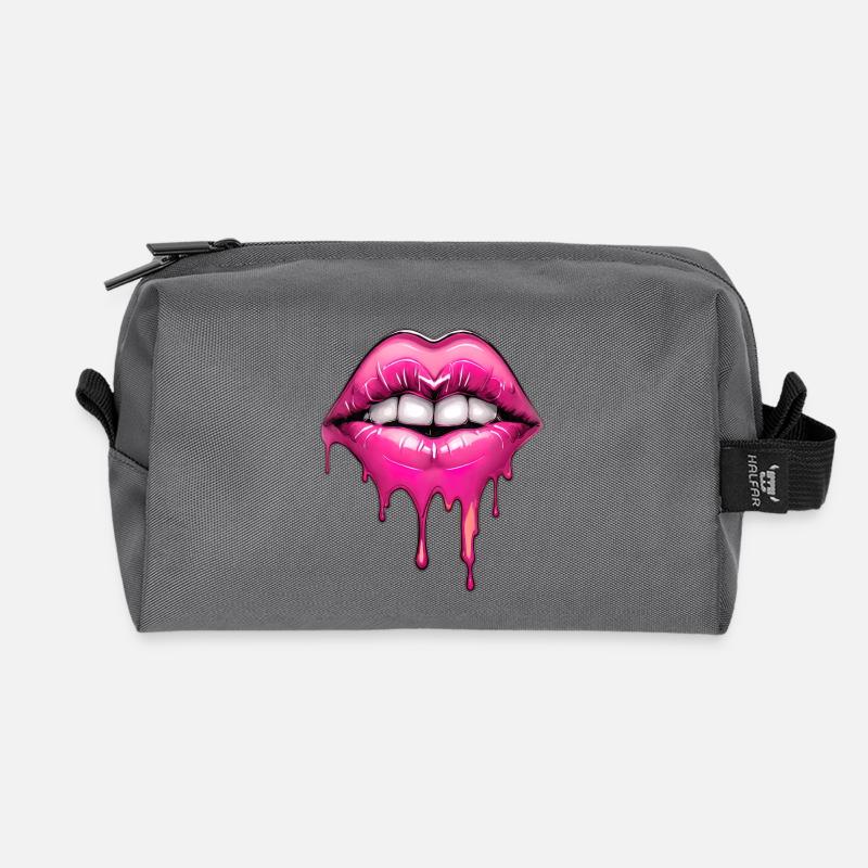 Lips - Recycled Toiletry Zip Bag - anthracite
