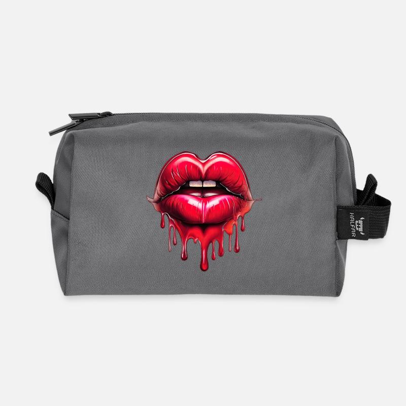 Lips - Recycled Toiletry Zip Bag - anthracite