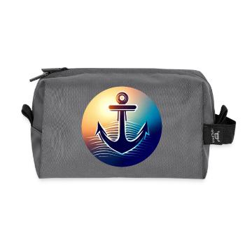 Anchor Sunset Round - Recycled Toiletry Zip Bag - anthracite - Front