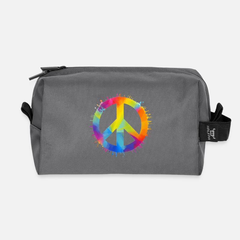 Regenbogen Peace - Recycelte Kulturtasche - Anthrazit
