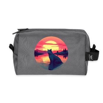 Cat in the Water Sunset - Recycled Toiletry Zip Bag - anthracite - Front