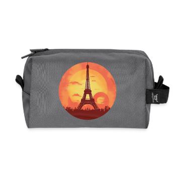 Tour Eiffel au coucher du soleil Paris romantique - Trousse de toilette en tissu recyclé - anthracite - Devant