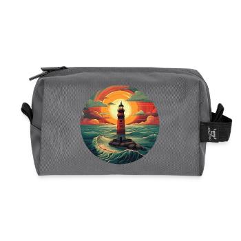 Lighthouse at sunset - Romantic kiss - Recycled Toiletry Zip Bag - anthracite - Front