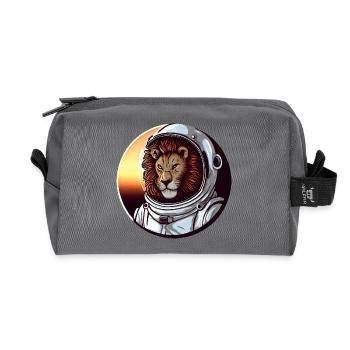 Lion Astronaut - Adventurous Space Design - Recycled Toiletry Zip Bag - anthracite - Front