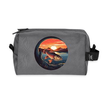 Trout in the sunset - angler's paradise design - Recycled Toiletry Zip Bag - anthracite - Front