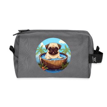 Carlin d’été avec coucher de soleil sur le cocotier - Trousse de toilette en tissu recyclé - anthracite - Devant