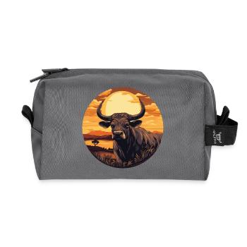 Stier, Bison, Bulle bei Sonnenuntergang, - Recycelte Kulturtasche - Anthrazit - Vorne