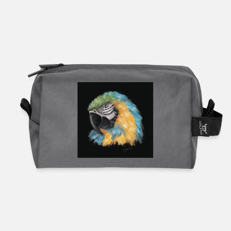 Colored parrot with watercolor style - Recycled Toiletry Zip Bag - anthracite