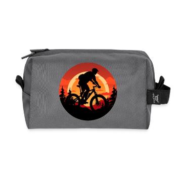 Mountainbike Downhill bei Sonnenuntergang – - Recycelte Kulturtasche - Anthrazit - Vorne