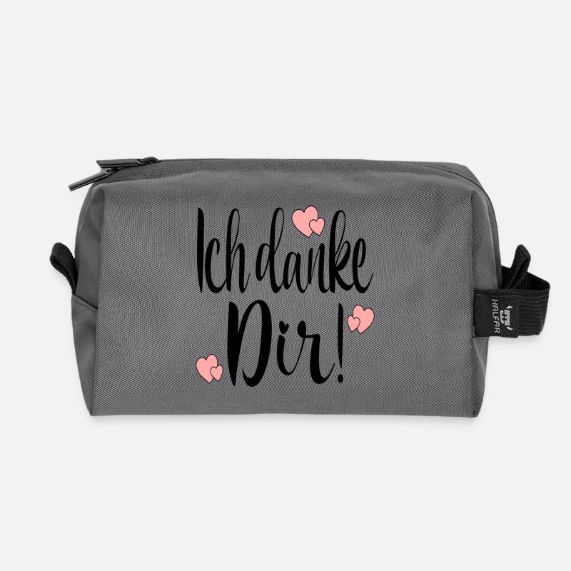 Ich danke Dir Danksagung Sprüche - Recycelte Kulturtasche - Anthrazit