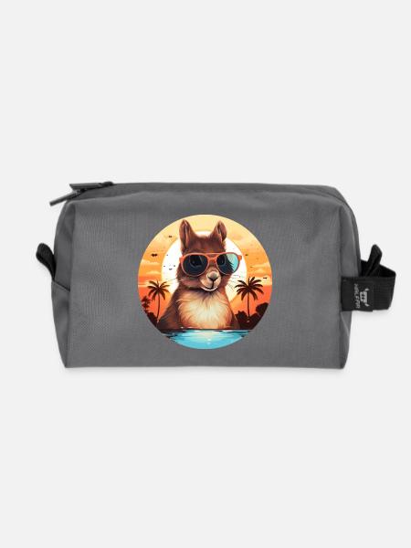 Coole Eichhörnchen-Silhouette, Sonnenuntergang mit - Recycelte Kulturtasche - Anthrazit