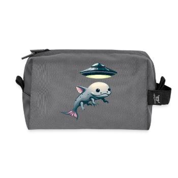 UFO-Entführung: Alien und Axolotl - Recycelte Kulturtasche - Anthrazit - Vorne