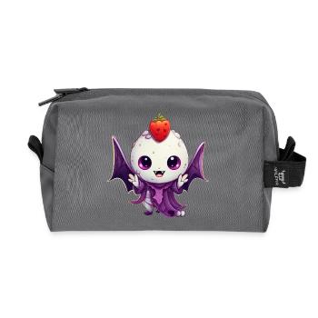 Kawaii vampire marshmallow meets strawberry - Recycled Toiletry Zip Bag - anthracite - Front