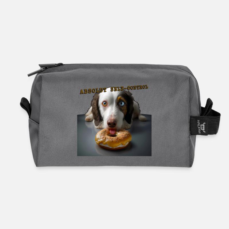 Absolut Self control dog 01 - Recycled Toiletry Zip Bag - anthracite