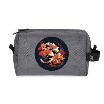 Koi Carp at Midnight: Night Pond Magic - Recycled Toiletry Zip Bag - anthracite - Front