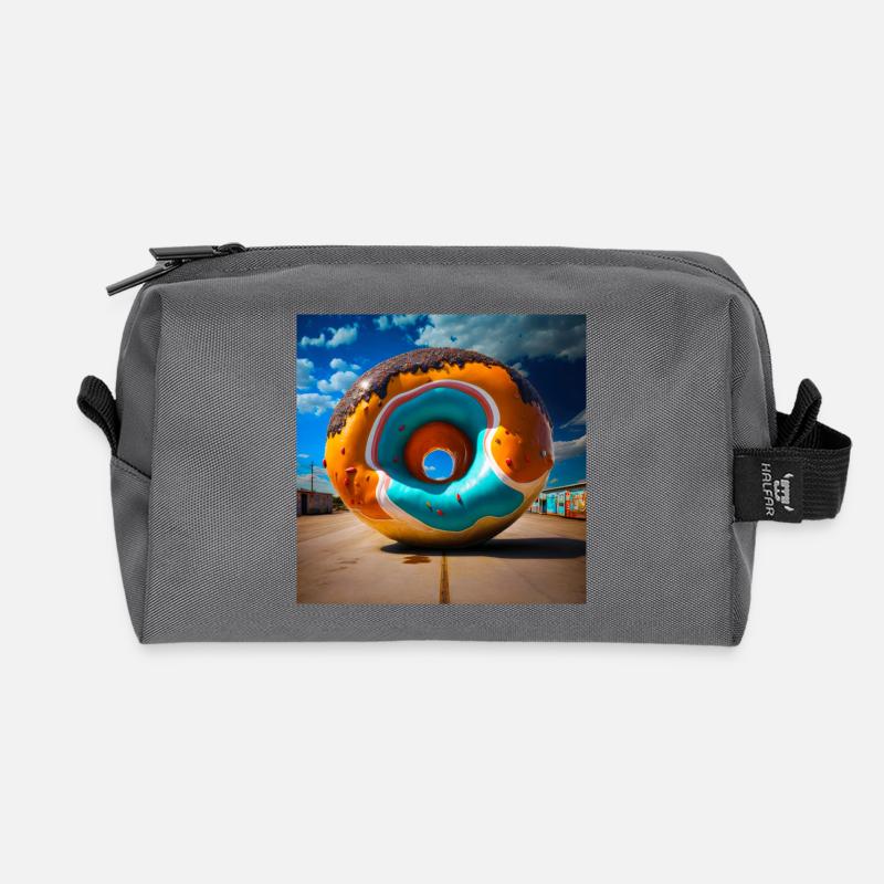 Mega Donut 01 - Recycled Toiletry Zip Bag - anthracite
