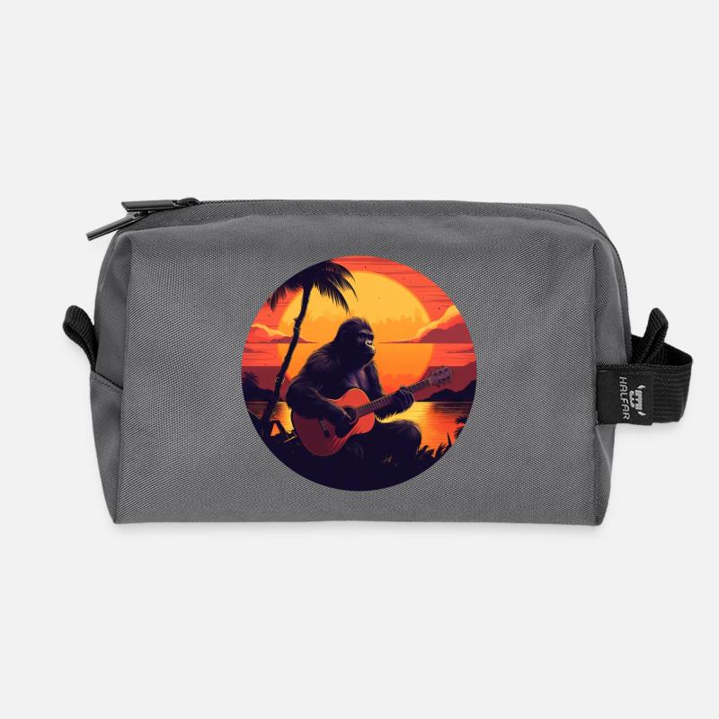 Gorilla-Gitarrist im Sunset: Akustik-Vibes Design - Recycelte Kulturtasche - Anthrazit