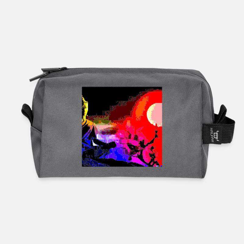 Futuristische Pixelkunst des Sonnenuntergangs - Recycelte Kulturtasche - Anthrazit