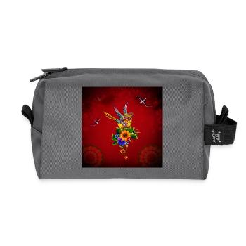 Drôle d’oiseau crâne de sucre avec chapeau - Trousse de toilette en tissu recyclé - anthracite - Devant