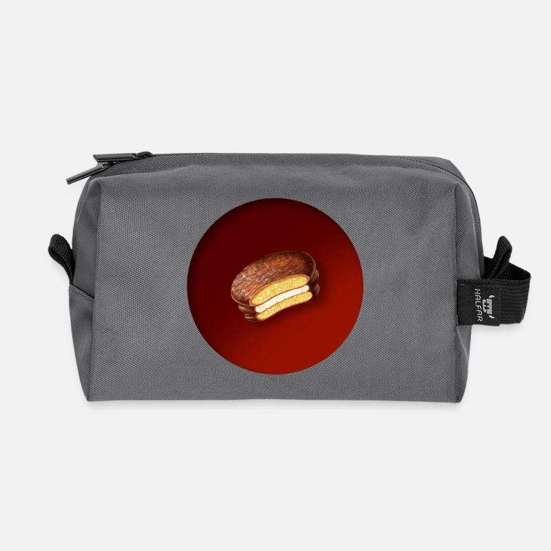 a delicious biscuit with chocolate - Recycled Toiletry Zip Bag - anthracite
