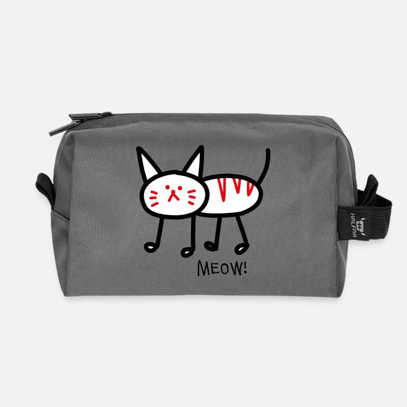 Meow! white - Recycled Toiletry Zip Bag - anthracite