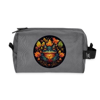 Frosch aus Herbstblättern - Recycelte Kulturtasche - Anthrazit - Vorne