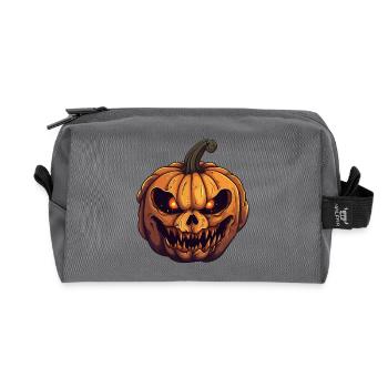 Böses Kürbis Gesicht - grinsendes Halloweenkostüm - Recycelte Kulturtasche - Anthrazit - Vorne