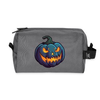Wilde Fratze Halloween Kürbis glühende Augen - Recycelte Kulturtasche - Anthrazit - Vorne