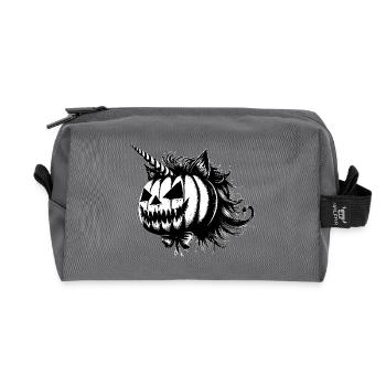 Halloween Einhorn Katze - Recycelte Kulturtasche - Anthrazit - Vorne