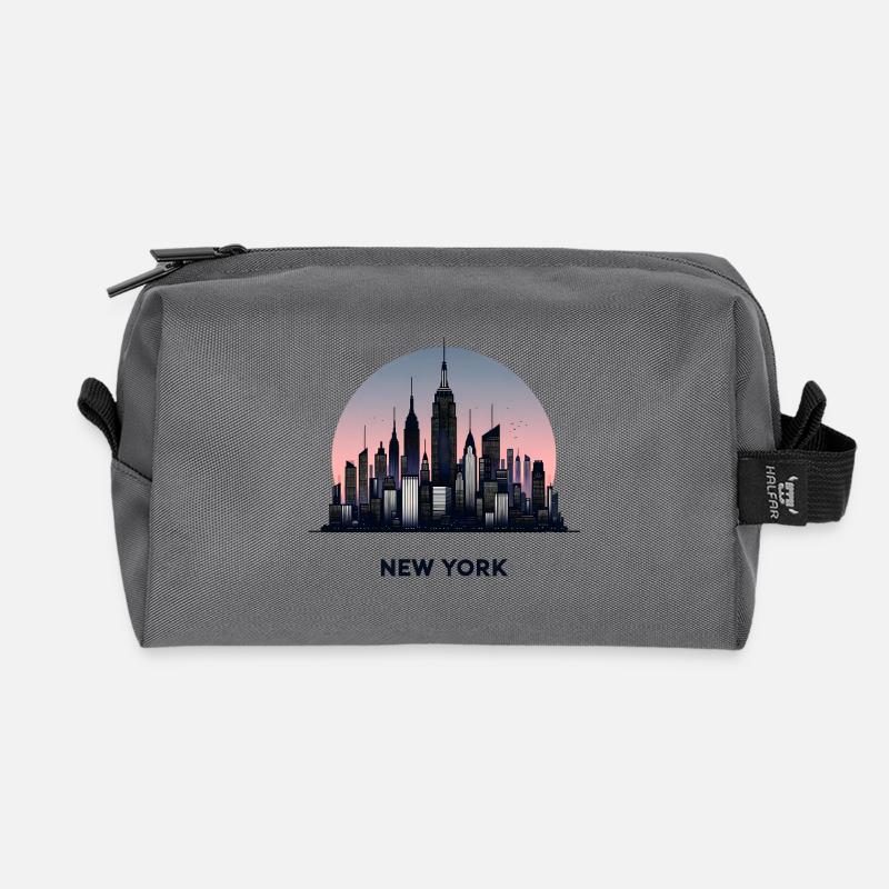 New York - Recycled Toiletry Zip Bag - anthracite