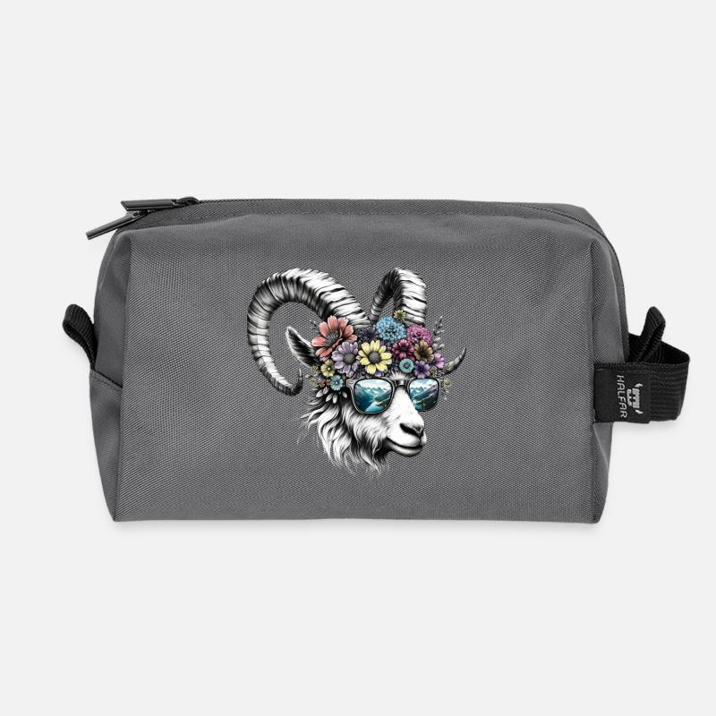 Steinbock Sonnenbrille Blumen Alpen Sternzeichen - Recycelte Kulturtasche - Anthrazit